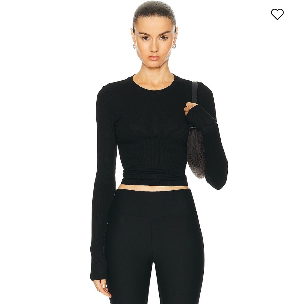 SPRWMN Black Ribbed Long Sleeve Baby Tee Size XL